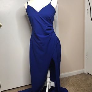 blue slit dress